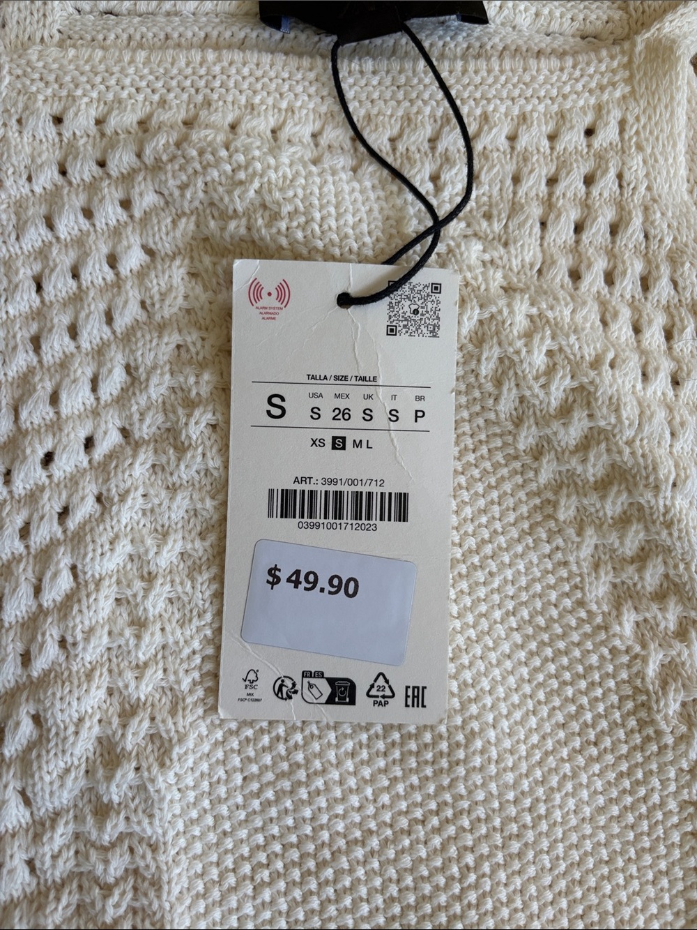 Zara Cream Crochet Halter Beach Coverup Dress - Picture 5 of 5